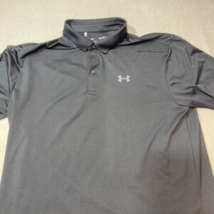 Under Armour Mens Performance Polo Long Sleeve Shirt Black XL Loose